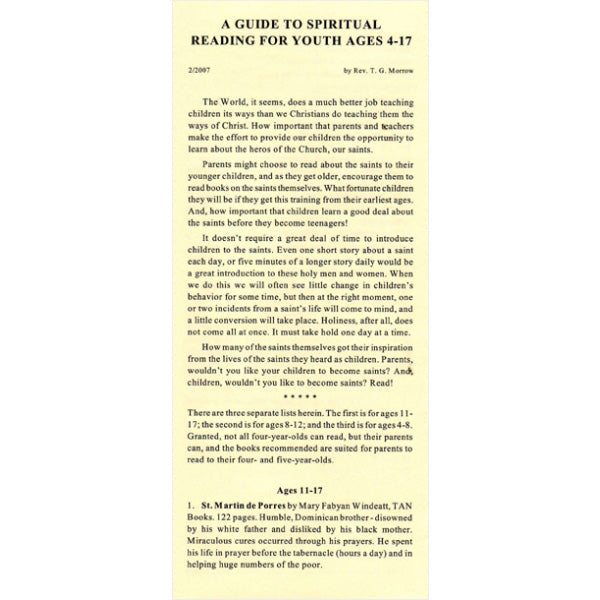 A Guide to Spiritual Reading (Ages 4-17) – Catholic Faith Alive!, Inc.